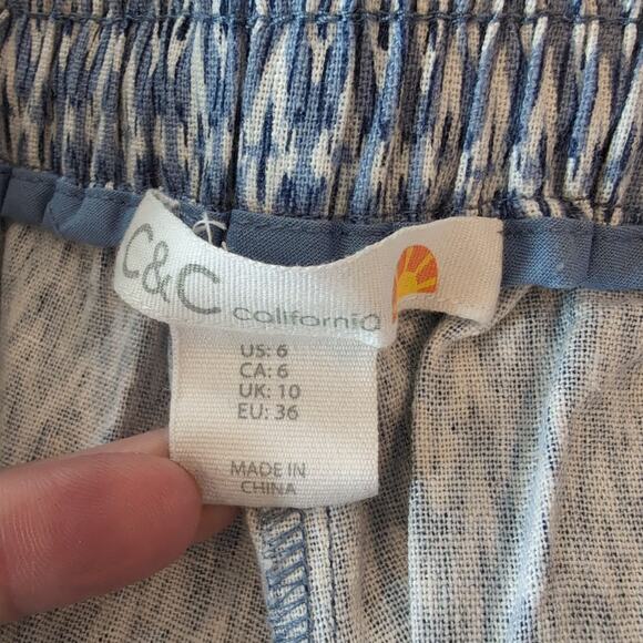 C&C California Blue Linen Blend Pull On Shorts Size 6 - Picture 7 of 8